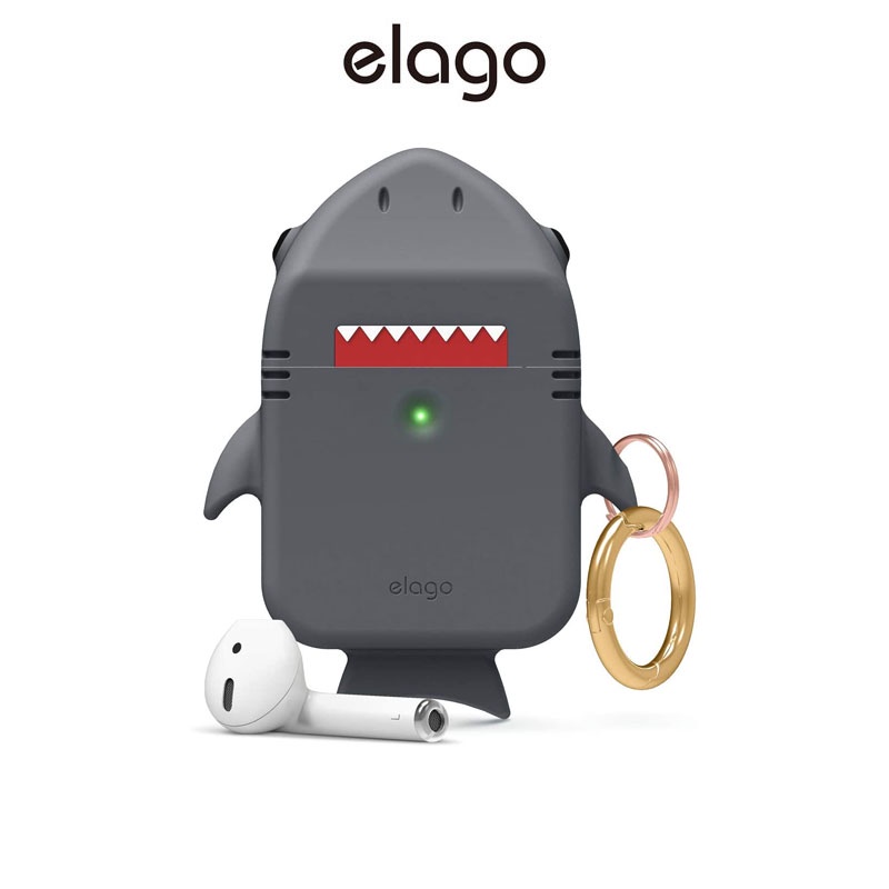 [elago] Shark Airpods 鯊魚保護殼附鑰匙圈 (適用 AirPods 1 &amp; 2)