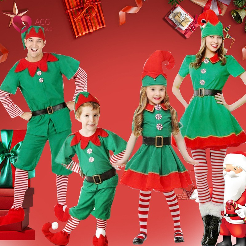 運送兒童聖誕服裝聖誕老人精靈服裝,綠色精靈禮服! 聖誕老人服裝/兒童聖誕服裝/聖誕節/聖誕老人系列/聖誕老人系列/聖誕精