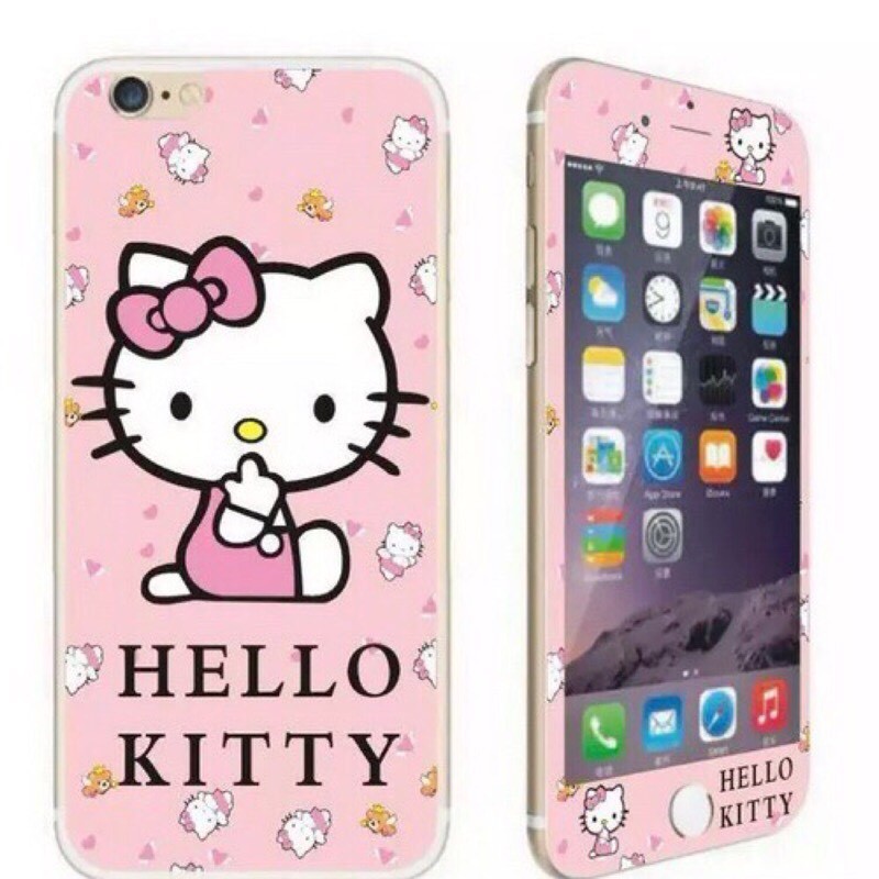 【YW3C】i6 i6plus i7 i7plus 滿版彩色玻璃鋼膜 閃粉 kitty 保護膜 玻璃貼 鋼化膜