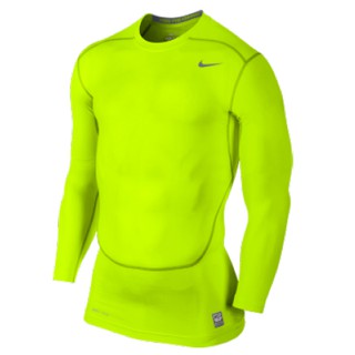 NIKE PRO COMBAT長袖練習衣(緊身).Dri-FIT布料可保持乾爽舒適 449794-702 螢光黃色