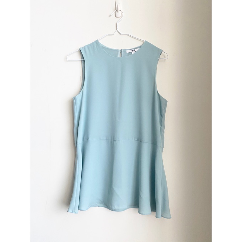 更新 Uniqlo 雪紡無袖上衣tiffany湖水綠s號 蝦皮購物