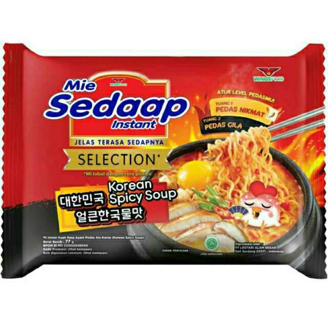Mie SEDAAP Sedap Kuah Korean Spicy Soup Mie Instant 77 Gram