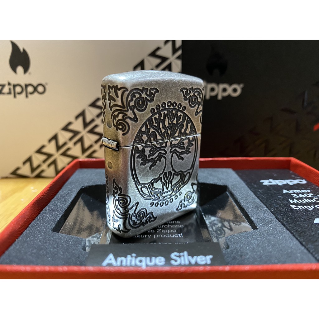 Asw Zippo打火機armor 鍍銀仿舊tree Of Life生命樹 蝦皮購物