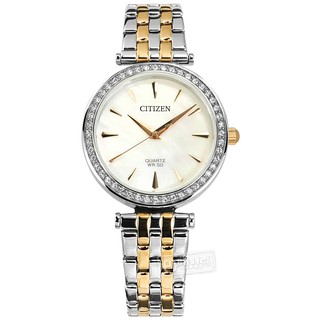 CITIZEN / 耀眼晶鑽 礦石強化玻璃 不鏽鋼手錶 銀白x鍍玫瑰金 / ER0216-59D / 30mm