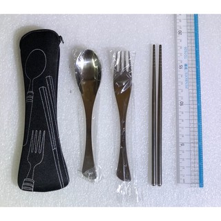 股東會紀念品 黑色 不鏽鋼 餐具組 筷子 湯匙 叉子 #13