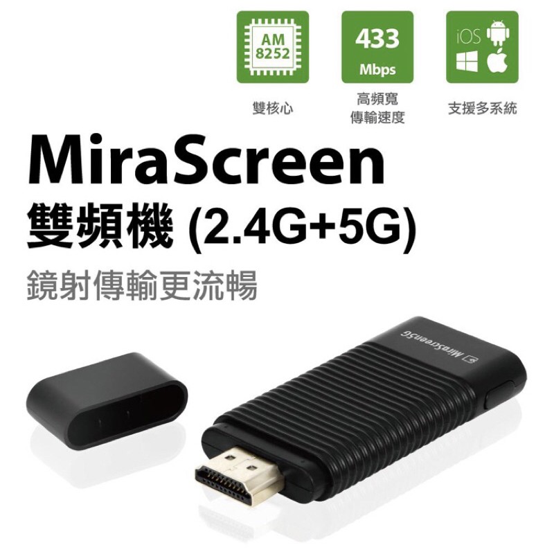 Link All MiraScreen 2.4+5G無線影音分享器 無線同屏分享器 送HDMI轉接頭