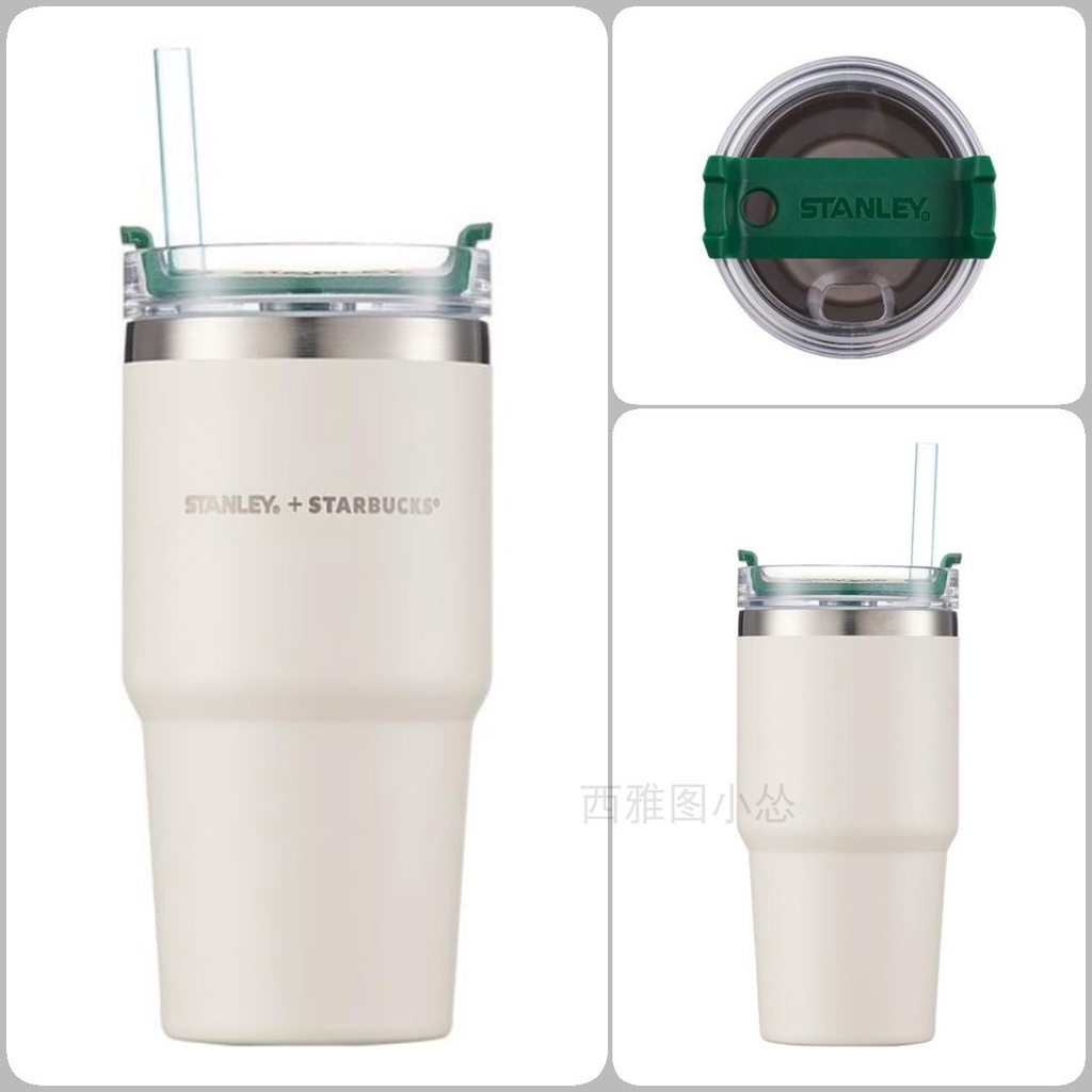 Starbucks官方正品！韓國星巴克杯子core STANLEY 白色不鏽鋼吸管杯果汁珍奶茶奶昔茶水咖啡杯 591ml