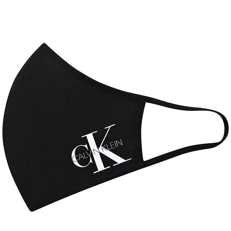 Calvin Klein 黑色素面CK LOGO透氣彈力高密合口罩(S-M)
