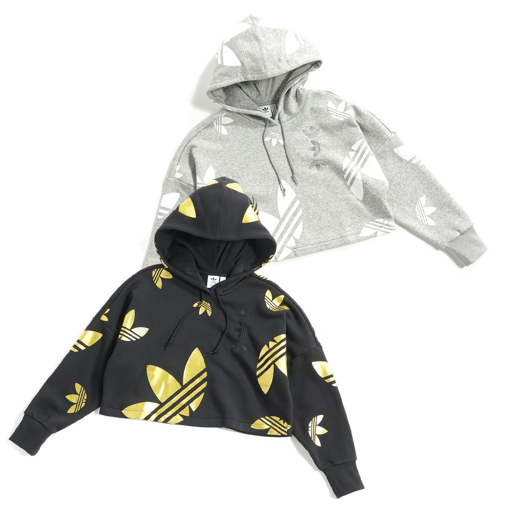 ADIDAS LARGE LOGO CROPPED HOODIE 女款 滿版LOGO 短版 帽T FS7223/24