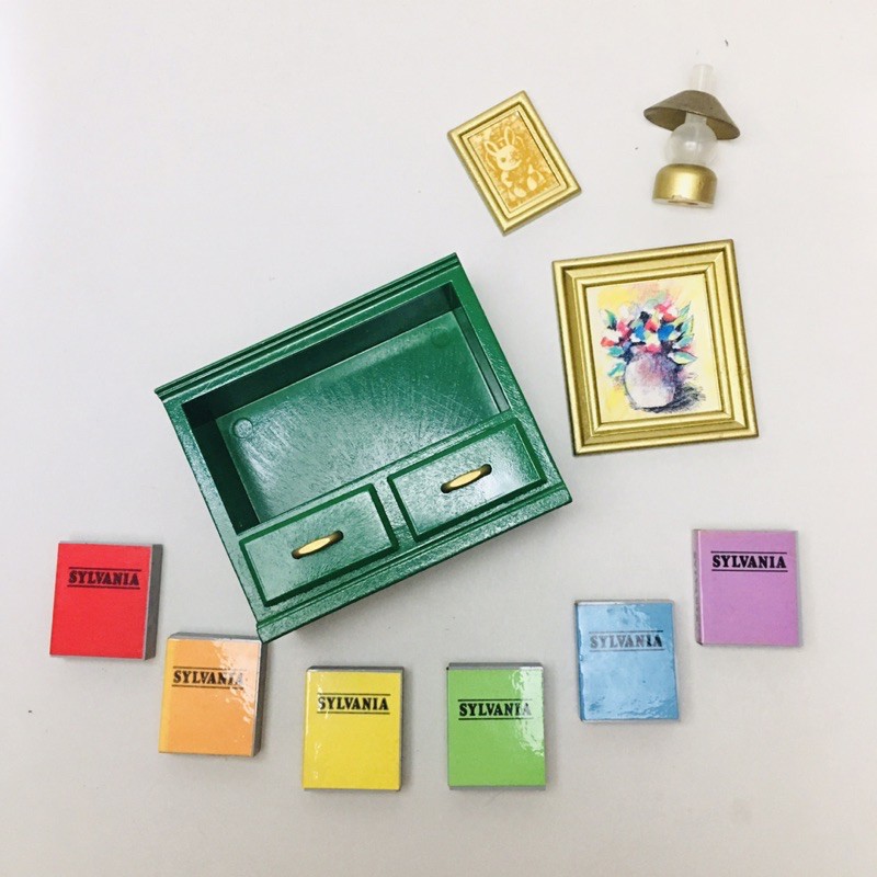 gloria***0983保留⛔️森林家族 日本製🇯🇵 稀有 全新 絕版 書櫃 綠傢俱 櫥櫃 綠色書櫃 書本 復古 早期