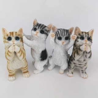 可愛貓擺件招財貓咪 創意家居裝飾擺件 北歐模擬動物樹脂工藝品 交屋禮品 開業禮品