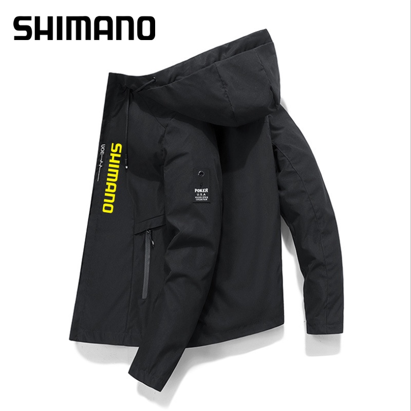 2022 春季 Shimano 男士時尚釣魚外套防水風衣連帽衫拉鍊長袖夾克釣魚衣上衣