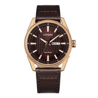 CITIZEN 星辰 AW0083-08X 時尚格紋光動能紳士腕錶 /巧克力色 42mm