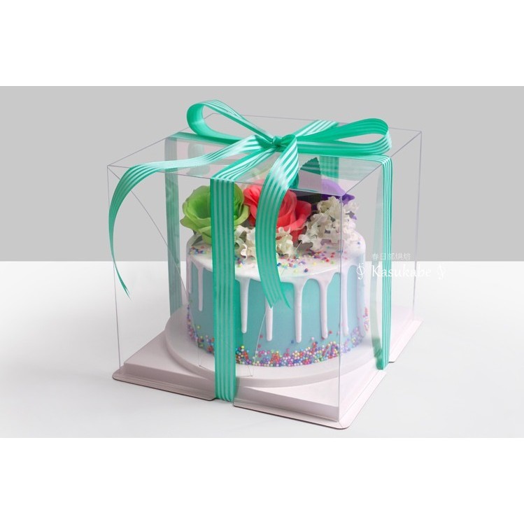 ∮春日部∮4吋/6吋/8吋透明pet蛋糕盒 韓式裱花擠花包裝盒 聖誕薑餅屋 透明蛋糕盒 塑膠盒蛋糕戚風西點盒