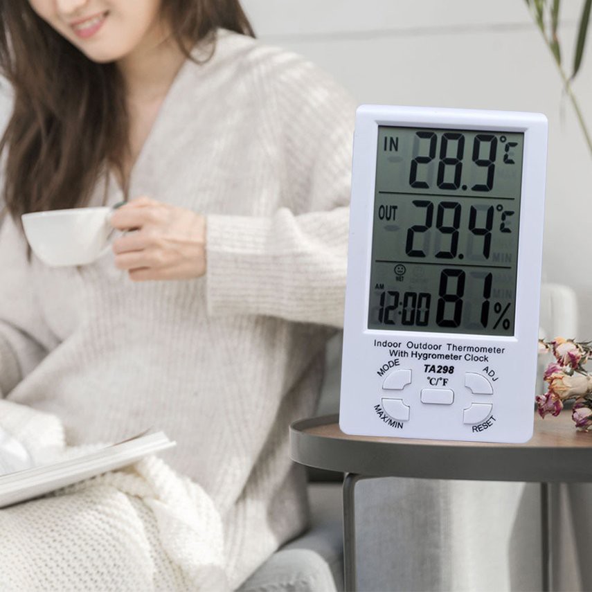 XII 電子溫濕度計 TA298 超大屏幕溫濕度計 室內外數顯雙溫度顯示溫度計 溫濕計 魚缸溫度計 探頭溫度計