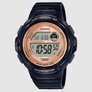 CASIO 卡西歐 男 圈速記錄跑步運動休閒錶休閒錶-黑*玫瑰金(LWS-1200H-1AVDF)