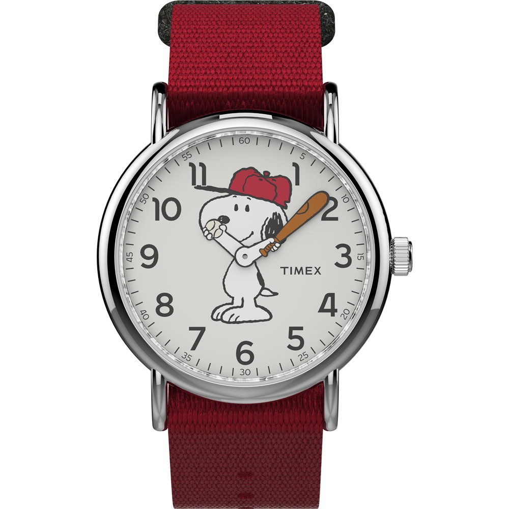 【TIMEX】天美時 x SNOOPY 限量聯名系列棒球款手錶 ( 紅 TXTW2R41400 )