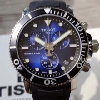 （全新台灣正版現貨）TISSOT 天梭 Seastar 1000海星 藍水鬼 300米潛水三眼計時錶-45mm