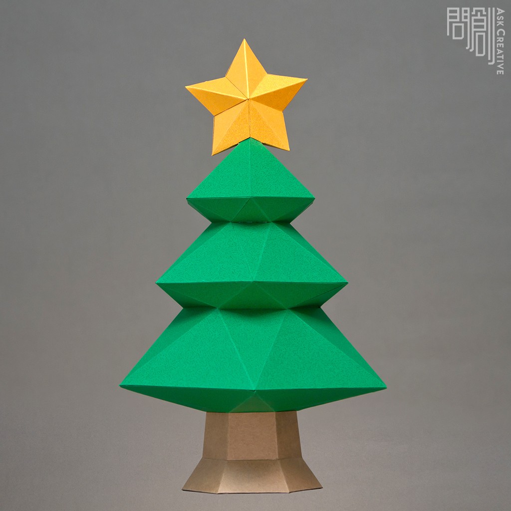 DIY手作3D紙模型擺飾 聖誕節/節慶系列 - 聖誕樹擺飾(三色可選)