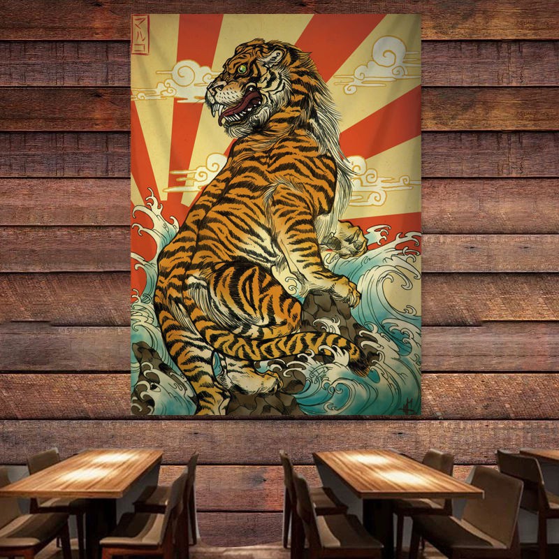 日式風格豎款掛布浮世繪掛毯紋身工作室背景布酒吧餐廳改造壁毯畫 布艺 蝦皮購物