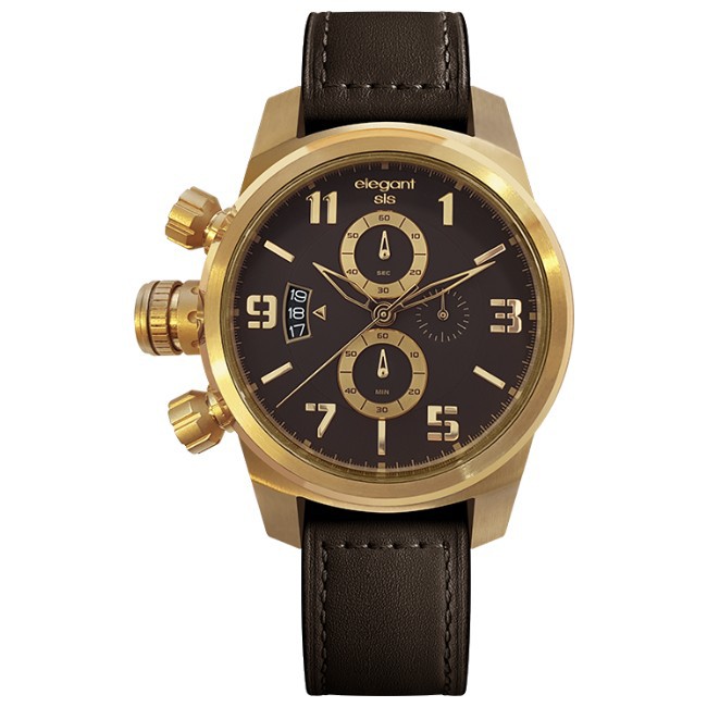 elegantsis 傑本尼氏 ELJT48S-OB08LC 經典時尚情人款腕錶/咖啡金 43mm
