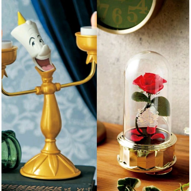 日本代購 迪士尼 千趣會 美女與野獸 玫瑰花 音樂盒 盧米亞 燭台 小燈 室內燈
