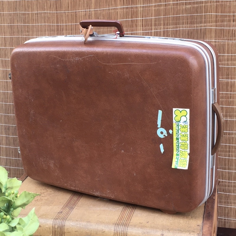 早期 Echolac 棕色 大型硬殼行李箱 硬殼手提箱 行李箱 旅行箱 硬殼箱 硬殼行李箱 硬殼旅行箱 古董行李箱