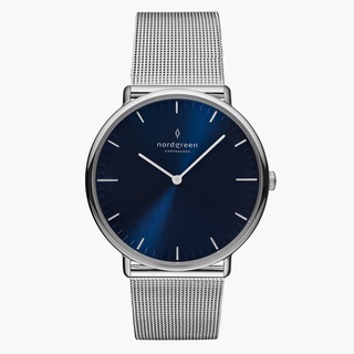 Nordgreen Native本真 月光銀系列藍面米蘭帶腕錶36mm(NR36SIMESINA)