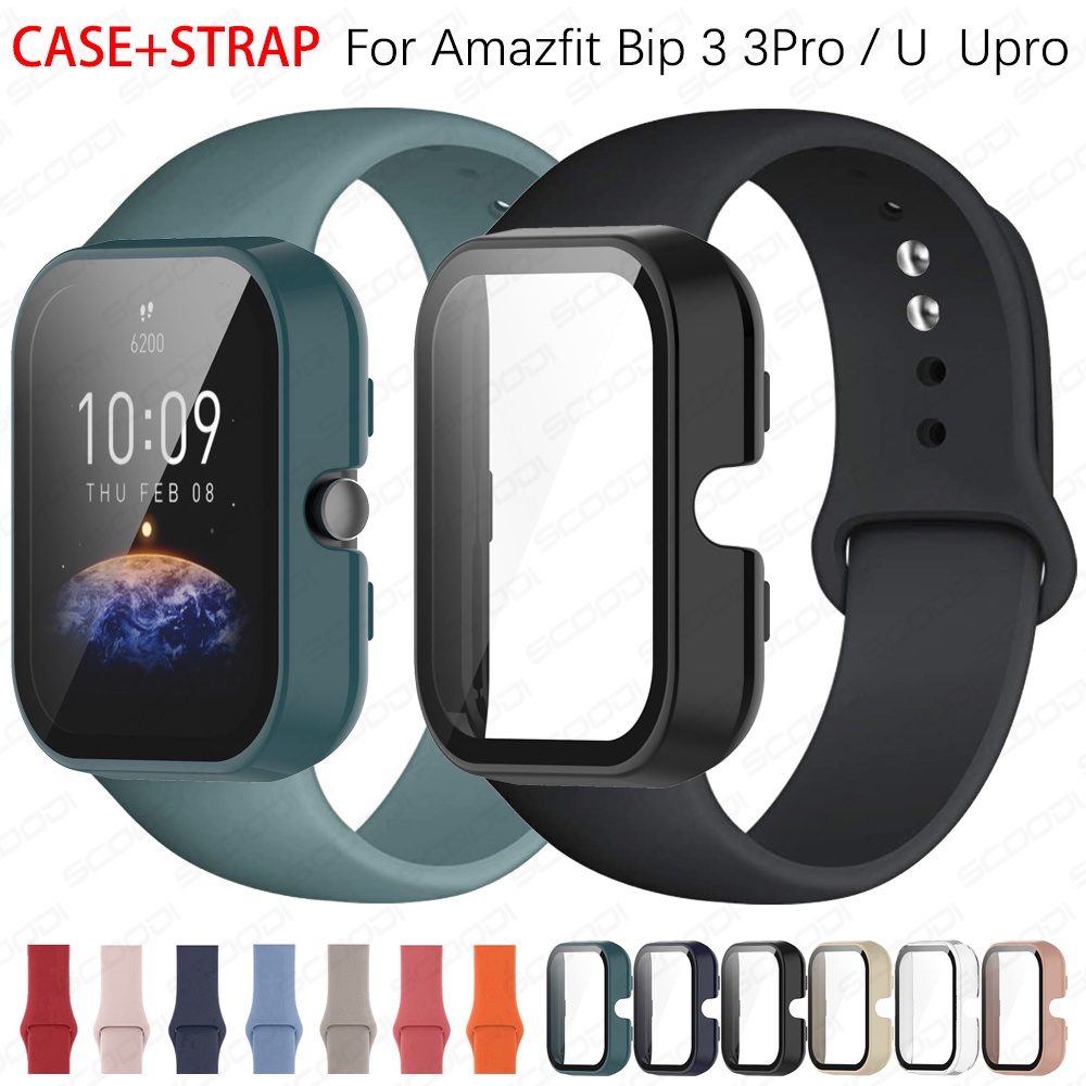 2 合 1 錶帶帶玻璃保護殼適用於華米 Amazfit BIP 3 3Pro / BIP U Upro 智能手錶錶帶 +