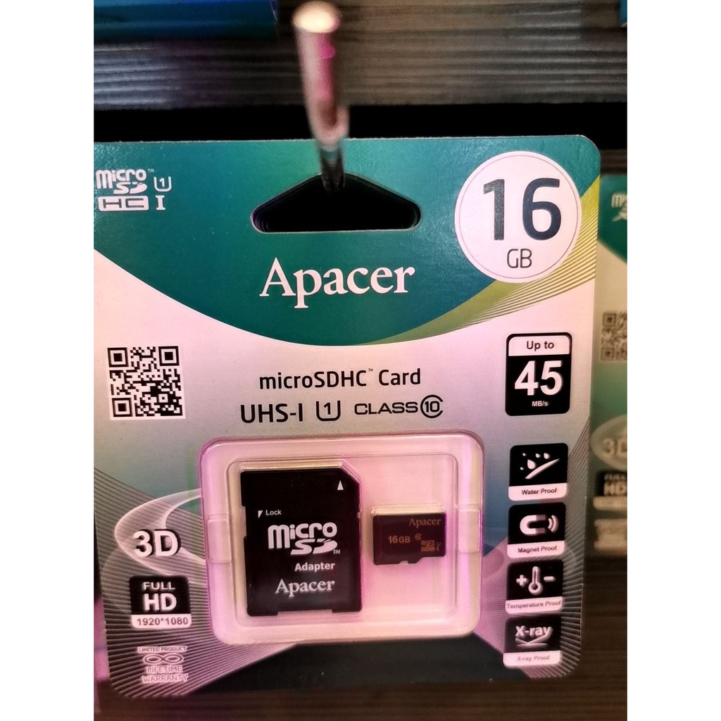 宇瞻 Apacer 16GB microSDHC UHS-1 CLASS10 高速記憶卡(附轉卡)