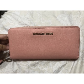 二手MK防刮長夾 粉色 MICHAEL KORS 珊瑚粉