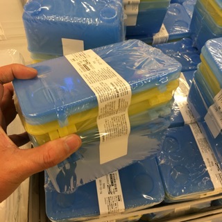 超級IKEA代購熱賣商品-藍色x2黃色x1 附蓋收納盒3件組17x10公分--玩具整理箱/收納/透明收納盒/堆疊收納盒