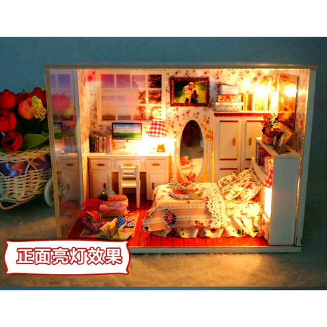 幸福依戀 附有防塵罩 娃娃屋袖珍屋情人節禮物交換禮物勞作美術作業diy創意小屋 蝦皮購物