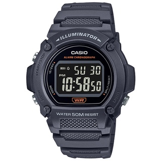 【CASIO】卡西歐 沉穩色調圓形錶殼設計電子錶-灰黑X黑面 W-219H-8B 台灣卡西歐保固一年