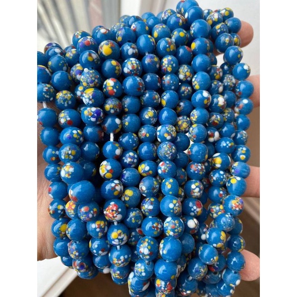 加拿大進口藍色爪哇玻璃珠（一串60顆，8mm大，洞2-3mm）