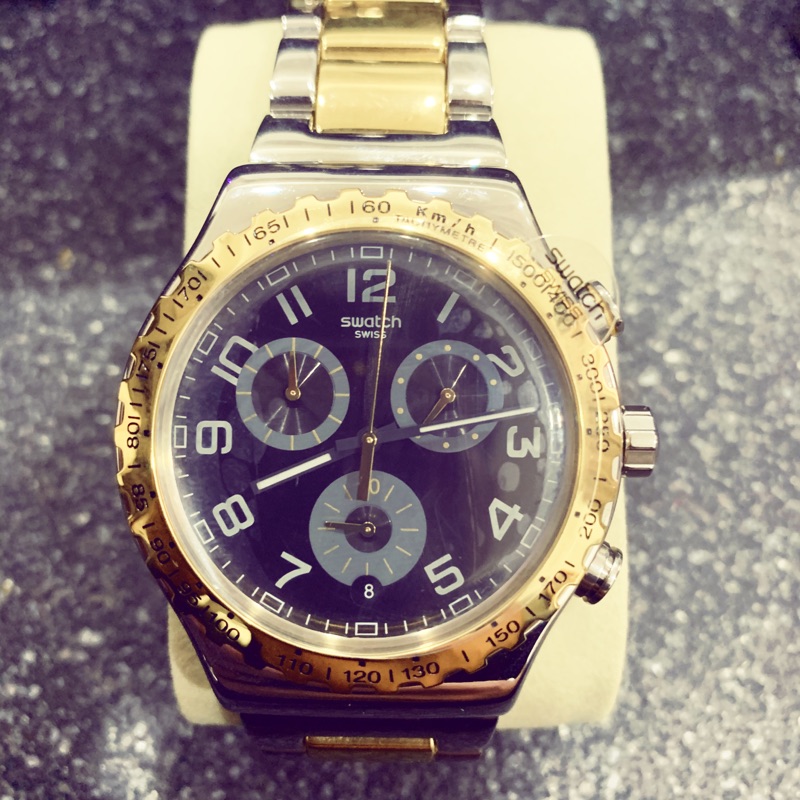 Swatch YVS427G 手錶 Golden Young 雙色不鏽鋼腕錶
