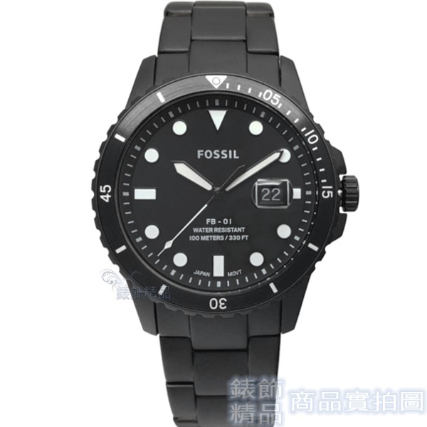 FOSSIL FS5659手錶 放大日期 夜光 防水 IP黑鋼帶 男錶【澄緻精品】