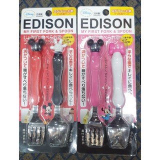 Edison 迪士尼 米奇不鏽鋼叉匙組/學習餐具 日本製