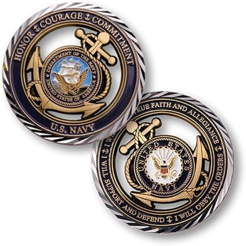 熱賣-美國海軍榮譽勇氣挑戰舵手鷹艦隊船錨紀念幣鏤空章收藏工藝紀念章
