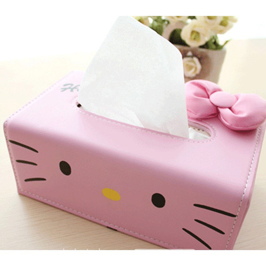 【JJ家居生活館 現貨速發】 Hello Kitty可愛蝴蝶結 卡通紙巾盒 衛生紙盒 紙巾套 面紙盒 車用衛生紙盒 居家