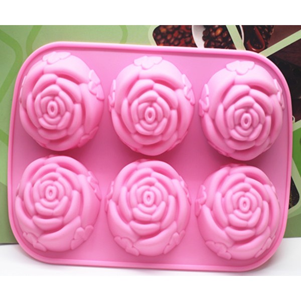 6孔 玫瑰花模具 矽膠皂模 香皂模具 果凍模具/香磚模具   婚禮小物 6孔玫瑰花 矽膠模具