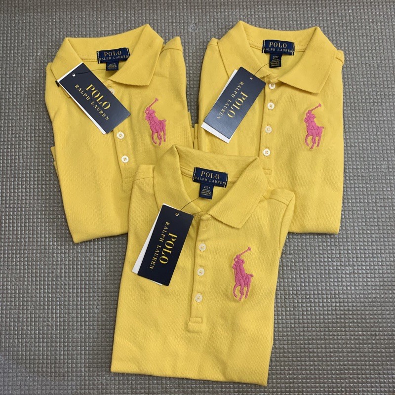現貨💯正品保證💯POLO Ralph Lauren polo衫 RL 女童男童 大馬 黃色 童裝 上衣 短袖 純棉