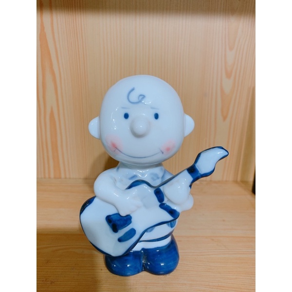 【二手】Snoopy Charlie Brown 史努比 查理布朗 吉他 陶瓷 玻璃 擺設 娃娃