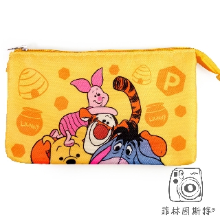 Disney 迪士尼【維尼家族 雙層帆布手機袋】臺灣授權 Pooh Bear 小熊維尼 手機包 收納袋 菲林因斯特