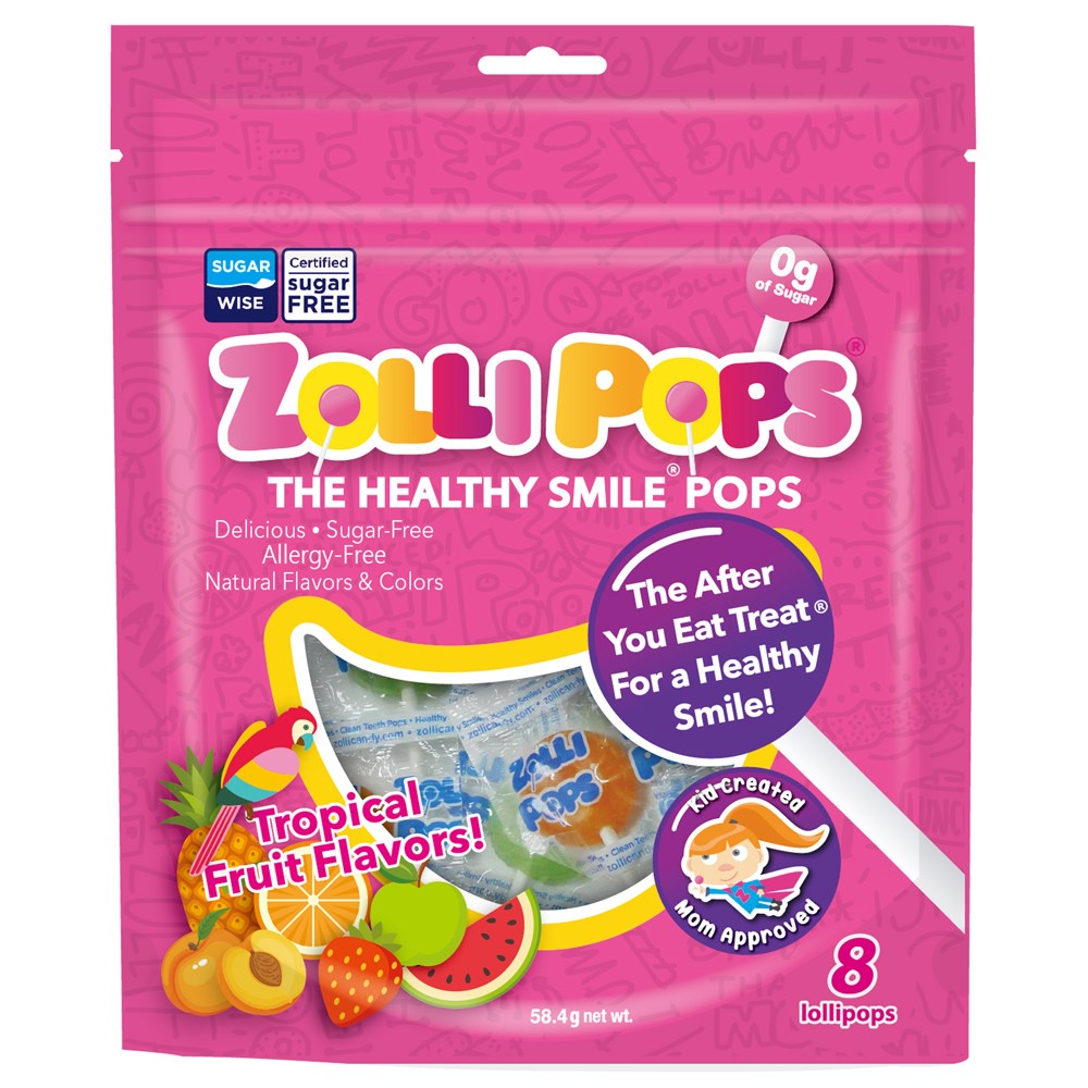 加拿大Zollipops木糖醇無糖棒棒糖 熱帶水果口味58.4g