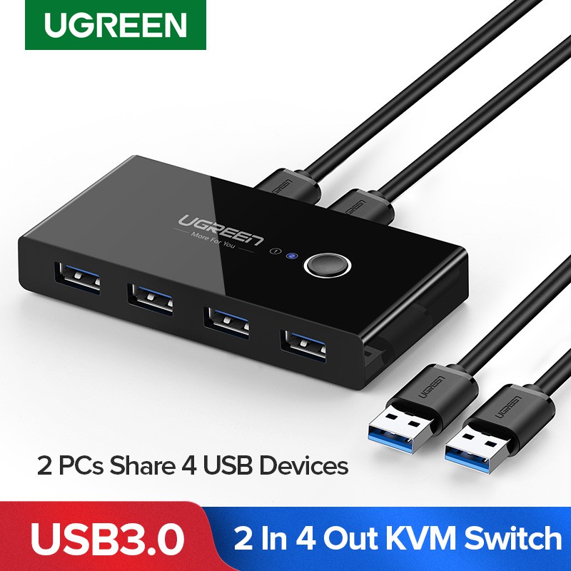Ugreen Usb Kvm切換器適用於小米mi Box鍵盤鼠標打印機顯示器的usb 3 0 2 0切換器2台pc共享4 蝦皮購物