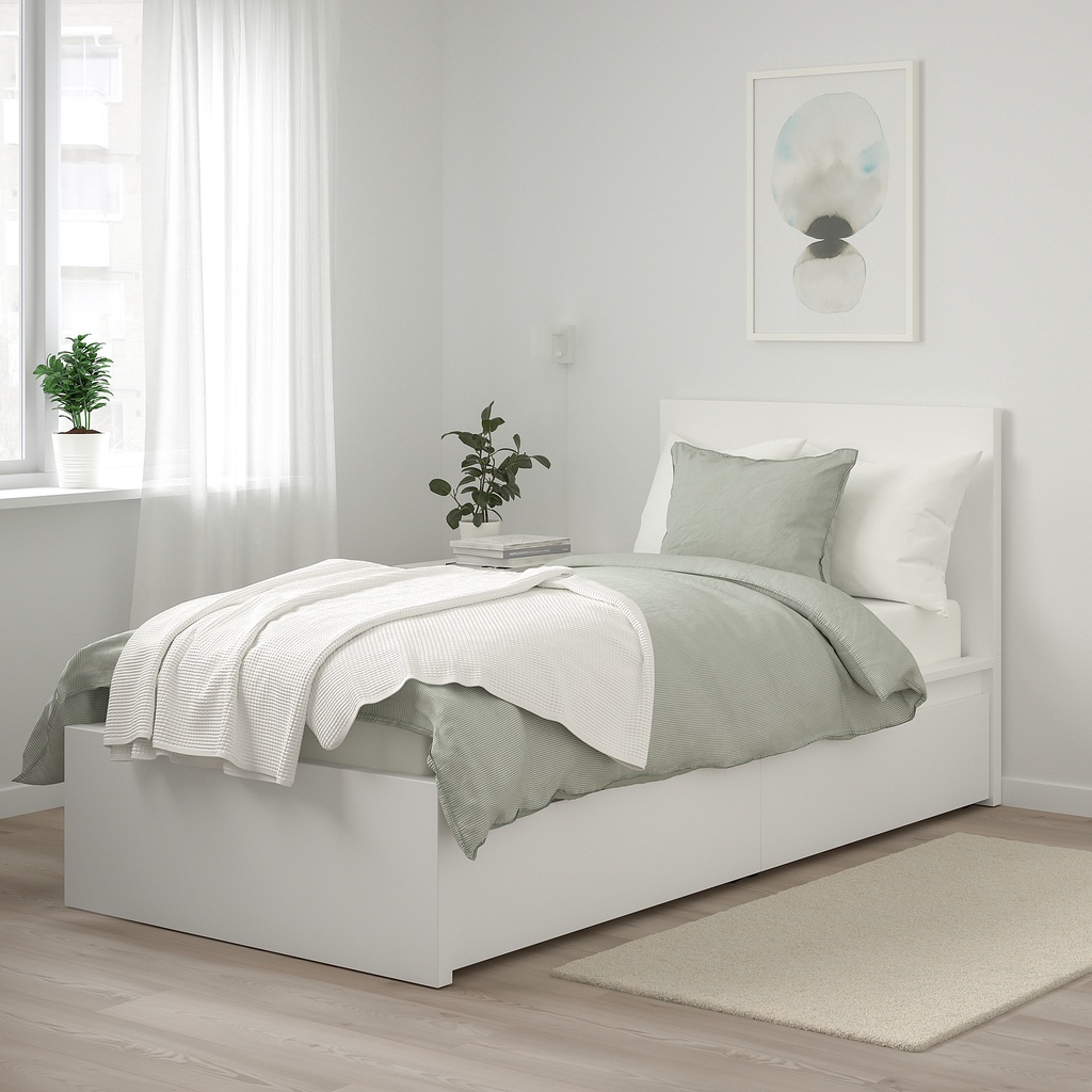 北歐風格經典IKEA宜家MALM單人床框床架+luröy板條+二床底收納盒/白色/二手八成新/原$7990特$4880