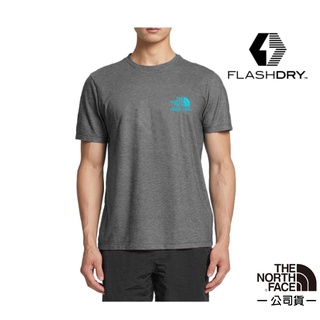 【美國 The North Face】男款 閃電快乾短袖圓領印花上衣FlashDry/特價85折/黑灰_4UAK