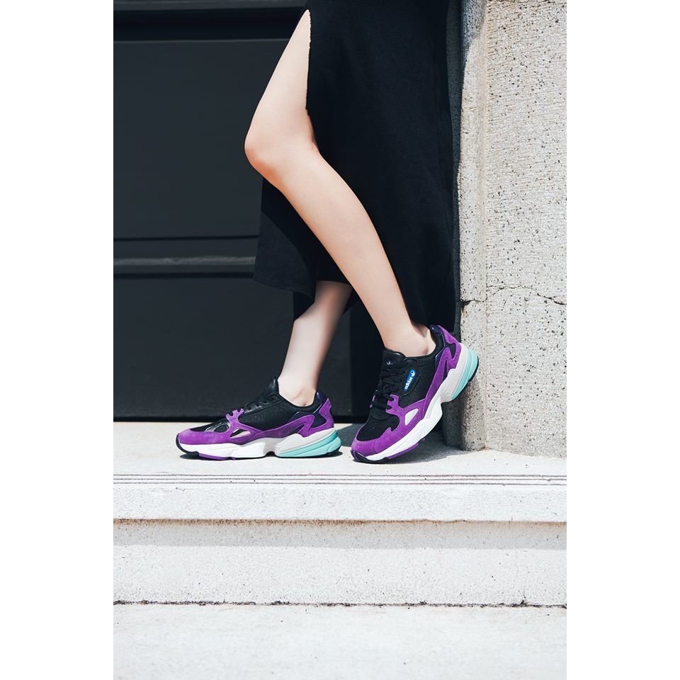 正品Adidas Originals Falcon cg6216 老爹鞋愛迪達黑紫麂皮老人鞋女鞋| 蝦皮購物