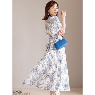 ｜SHIZUKU日本代購｜日本GRL 綁帶 百摺造型 花柄 洋裝 連衣裙